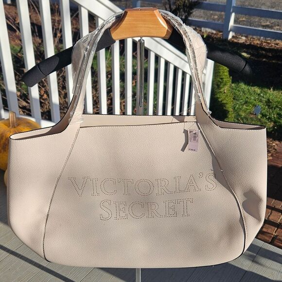 Victoria's Secret Laser Cut Orchid Logo Tote Bag 2020 MSRP $58  Preowned W Tags - Picture 3 of 16